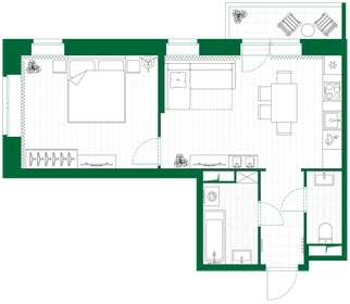 Квартира 45,2 м², 1-комнатная - изображение 2