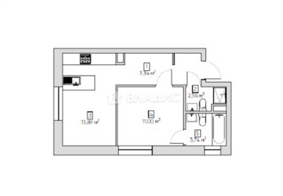 Квартира 38,5 м², 1-комнатные - изображение 1