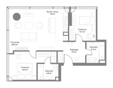 Квартира 77,2 м², 2-комнатная - изображение 2