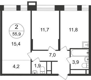 55,5 м², 2-комнатная квартира 12 500 000 ₽ - изображение 15