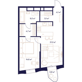 Квартира 54,5 м², 1-комнатная - изображение 1