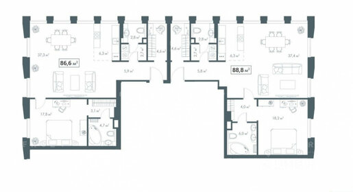 Квартира 175,4 м², 4-комнатная - изображение 1