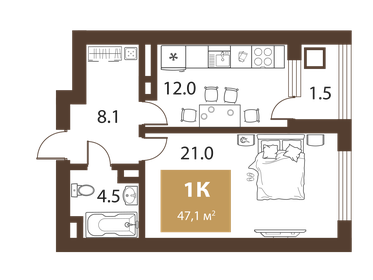 50,4 м², 1-комнатная квартира 14 863 503 ₽ - изображение 63