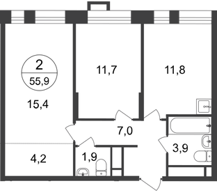 55,5 м², 2-комнатная квартира 12 500 000 ₽ - изображение 114