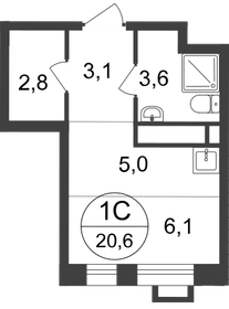 24 м², квартира-студия 8 650 000 ₽ - изображение 139