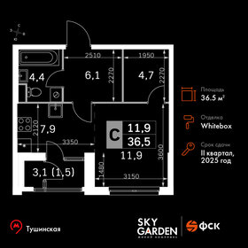 Квартира 36,5 м², студия - изображение 1