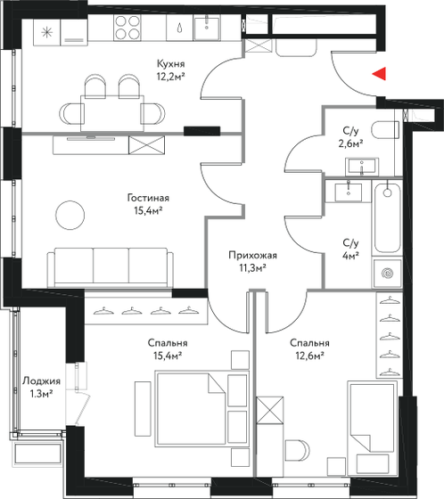 74,8 м², 3-комнатная квартира 32 976 330 ₽ - изображение 1