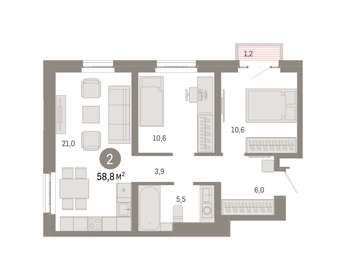 58,8 м², 2-комнатная квартира 19 050 000 ₽ - изображение 57