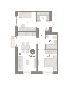 58,6 м², 2-комнатная квартира 19 650 000 ₽ - изображение 42