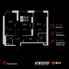 Квартира 64,6 м², 2-комнатная - изображение 1