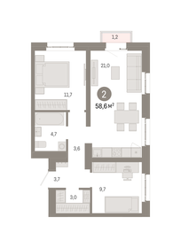 58,6 м², 2-комнатная квартира 19 340 000 ₽ - изображение 88