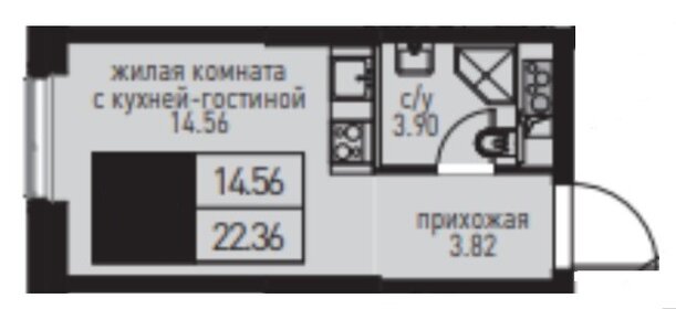 Квартира 22,4 м², студия - изображение 2