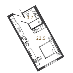 Квартира 26,2 м², студия - изображение 1