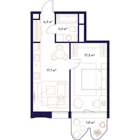 Квартира 44,7 м², 1-комнатная - изображение 1