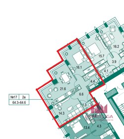 Квартира 64,4 м², 2-комнатная - изображение 1