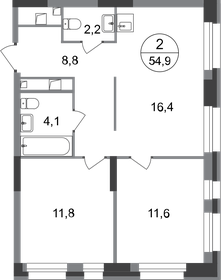55,5 м², 2-комнатная квартира 12 500 000 ₽ - изображение 9