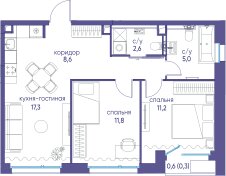 Квартира 76,2 м², 2-комнатная - изображение 1