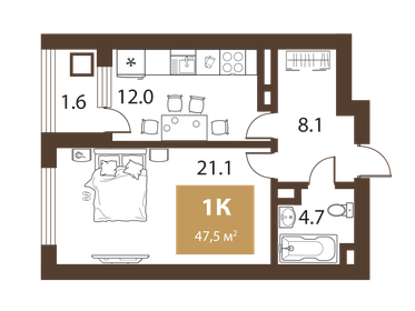 50,4 м², 1-комнатная квартира 14 863 503 ₽ - изображение 64