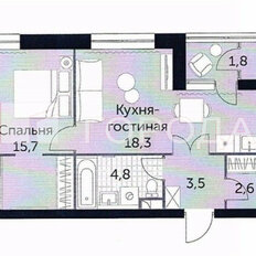 Квартира 46,7 м², 1-комнатная - изображение 2