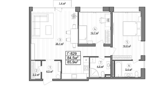 68 м², 2-комнатные апартаменты 21 841 600 ₽ - изображение 81