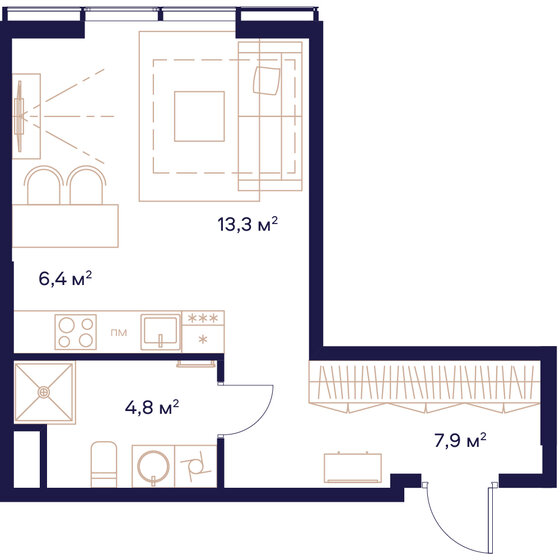 32,4 м², квартира-студия 17 048 000 ₽ - изображение 1