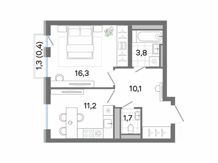 43,5 м², 1-комнатная квартира 8 976 677 ₽ - изображение 18
