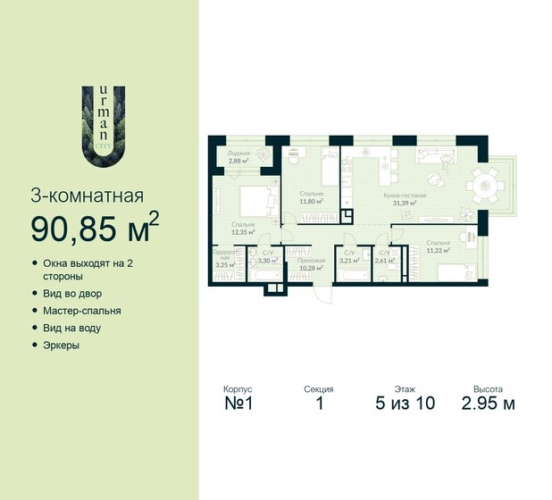 90,9 м², 3-комнатная квартира 13 780 673 ₽ - изображение 29