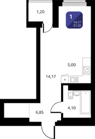 32,8 м², 1-комнатная квартира 3 920 000 ₽ - изображение 113