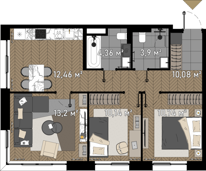 66,9 м², 3-комнатные апартаменты 30 031 320 ₽ - изображение 1