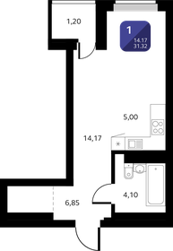 32,8 м², 1-комнатная квартира 3 920 000 ₽ - изображение 108