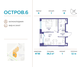 38,8 м², 1-комнатная квартира 26 294 760 ₽ - изображение 47