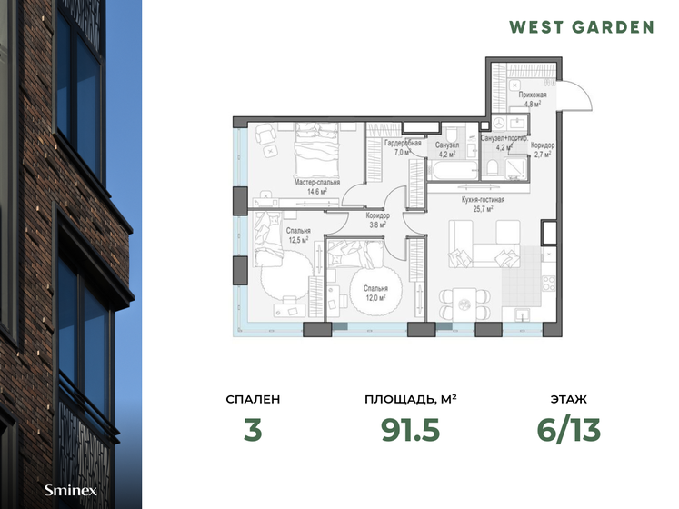 91,5 м², 3-комнатная квартира 50 240 000 ₽ - изображение 1