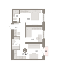 52,4 м², 2-комнатная квартира 19 596 552 ₽ - изображение 6