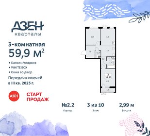 62 м², 3-комнатная квартира 12 900 000 ₽ - изображение 173