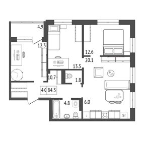 Квартира 84,3 м², 4-комнатная - изображение 2
