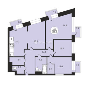 Квартира 106,8 м², 4-комнатные - изображение 1