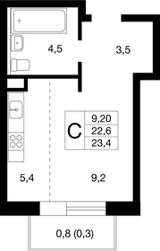 Квартира 23,4 м², студия - изображение 4