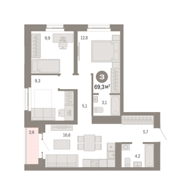 64,3 м², 3-комнатная квартира 23 339 356 ₽ - изображение 15