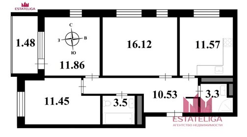 Квартира 68,3 м², 3-комнатная - изображение 1