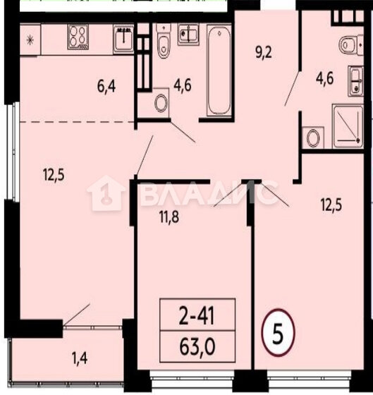 63 м², 3-комнатная квартира 14 600 000 ₽ - изображение 1
