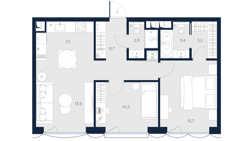 72,9 м², 2-комнатные апартаменты 43 353 000 ₽ - изображение 45