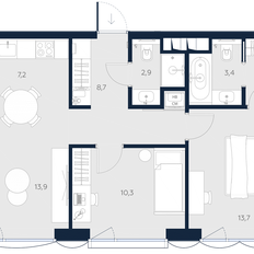 Квартира 63,3 м², 2-комнатные - изображение 2