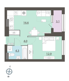 46 м², 1-комнатная квартира 6 990 000 ₽ - изображение 104