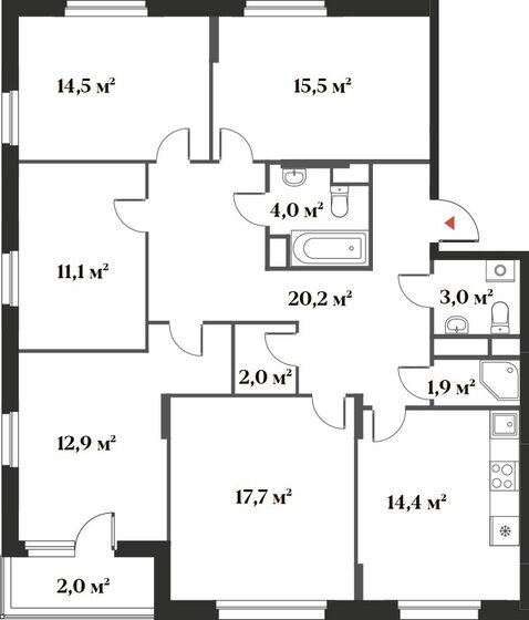 119,2 м², 5-комнатная квартира 25 629 448 ₽ - изображение 1