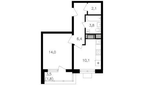 42,8 м², 1-комнатная квартира 17 462 400 ₽ - изображение 81