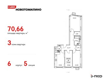 Квартира 70,7 м², 3-комнатная - изображение 1