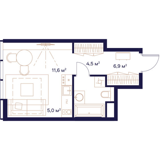 28 м², квартира-студия 16 104 000 ₽ - изображение 1