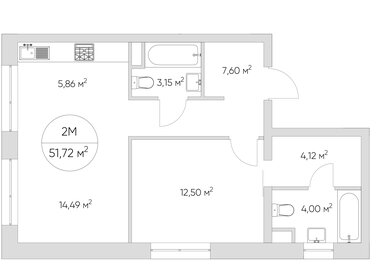 54 м², 2-комнатные апартаменты 21 691 660 ₽ - изображение 96