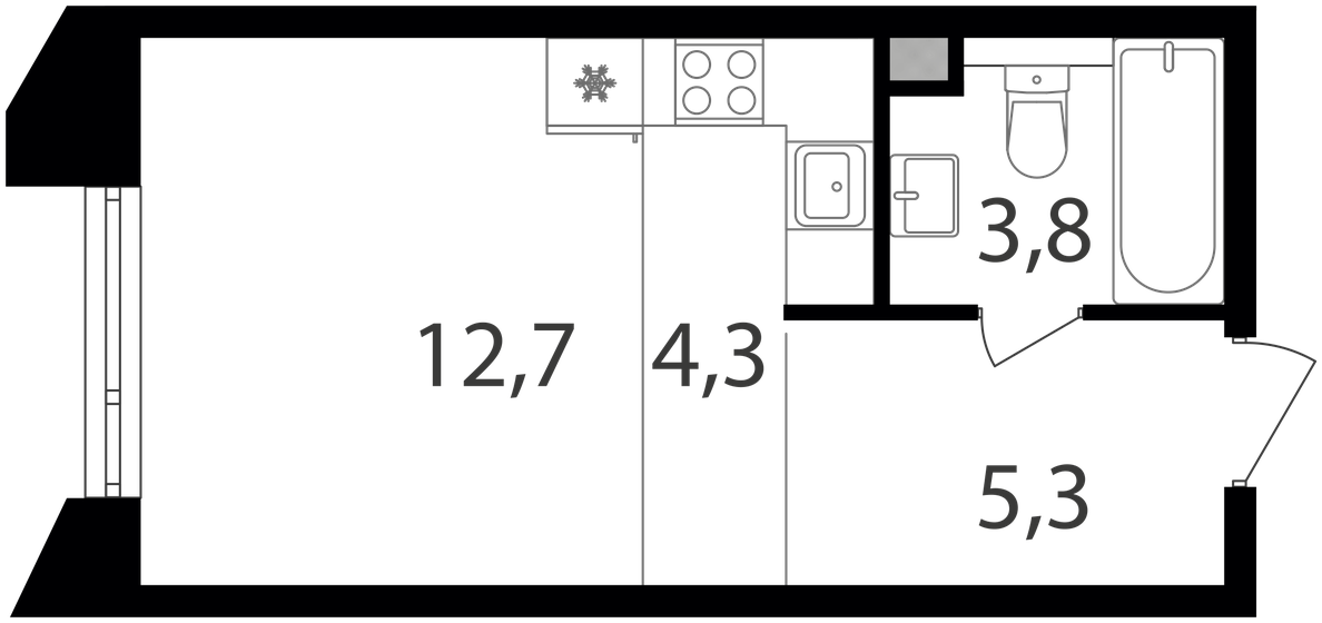 26,1 м², квартира-студия 14 506 380 ₽ - изображение 1