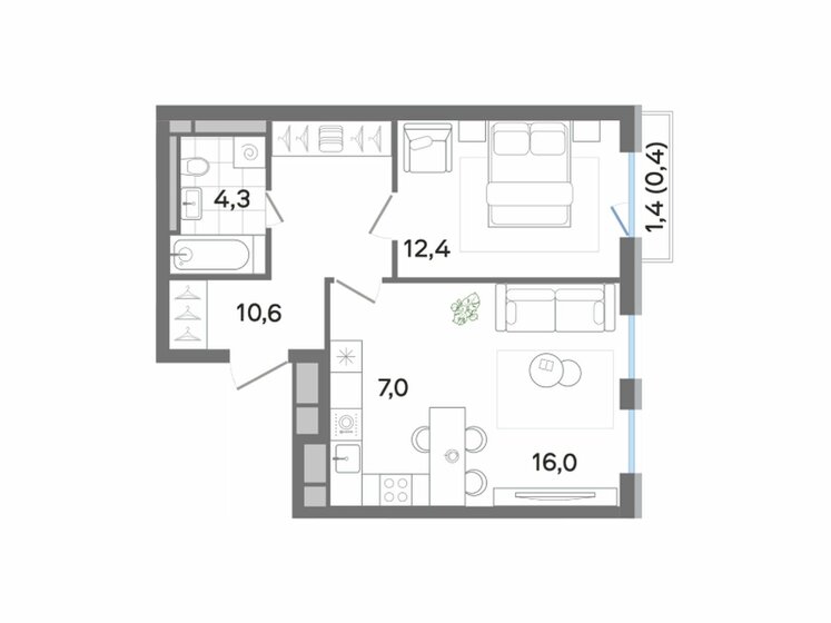 50,7 м², 2-комнатная квартира 10 689 213 ₽ - изображение 1